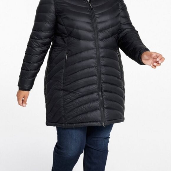 LL Bean 850 Down, 3/4 Length Jacket, Size 1X in Black - Picture 3 of 3
